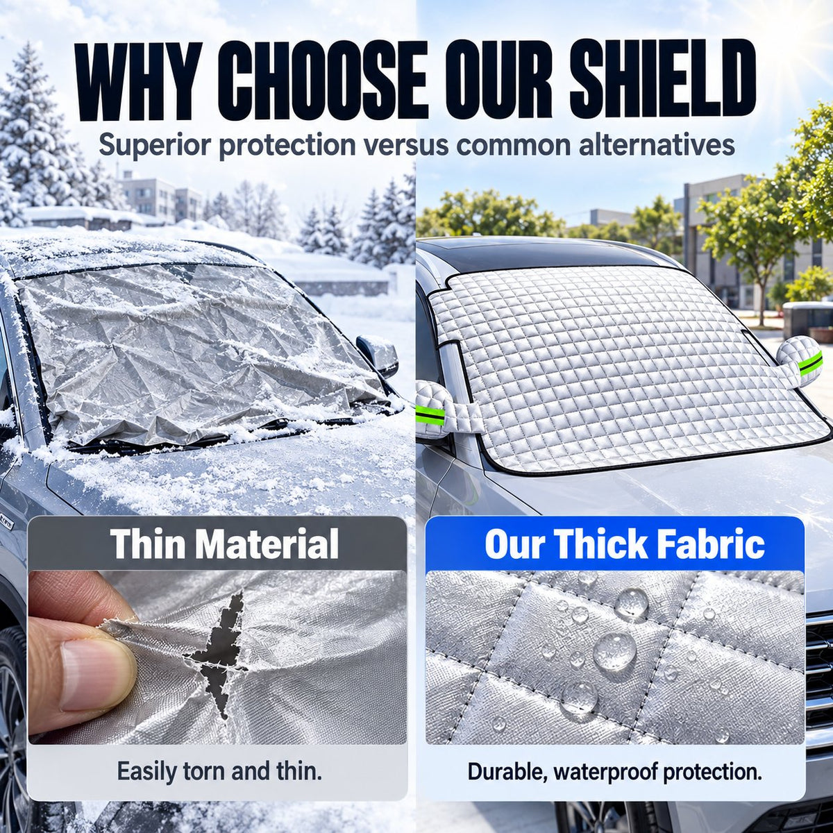 ⏳ Last Day 49% OFF – Universal Car Windshield Snow Cover - Winter Anti-Frost & Summer Sunshade Protector