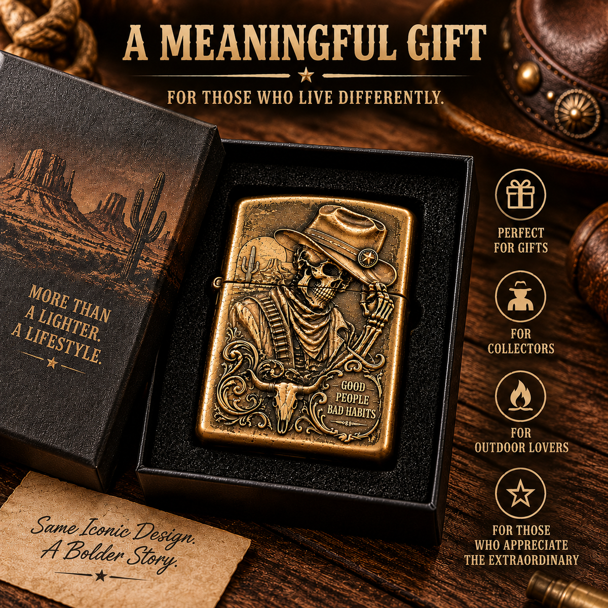 🔥LAST DAY 50% OFF - Skeleton Cowboy | Vintage Collector Lighter