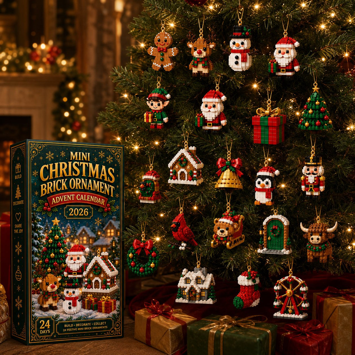 ⏳ Last day to save 50% – 🎄 24-Day 3D Mini Christmas Ornament Advent Calendar | 24 unique festive 3D buildable designs with hanging loops—perfect for decorating Christmas trees, wreaths, and holiday displays 🧱