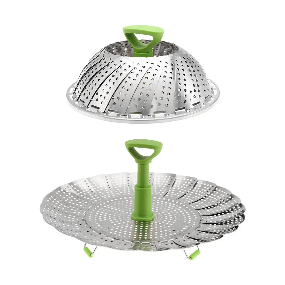 Vegetable Steamer Basket for Cooking Food,Folding Expandable Steaming Insert with Extendable Handle Fits Various Size Pot