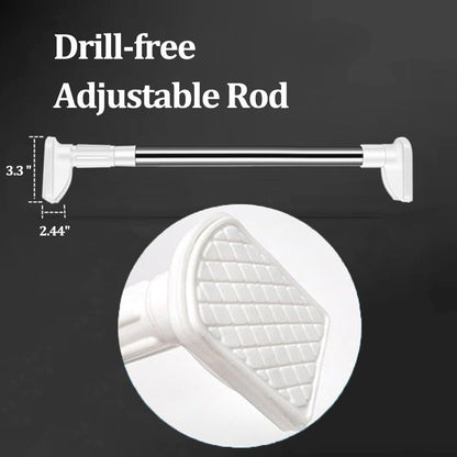 ✨Drill-Free Adjustable Tension Rod, No Damage Wall Mount