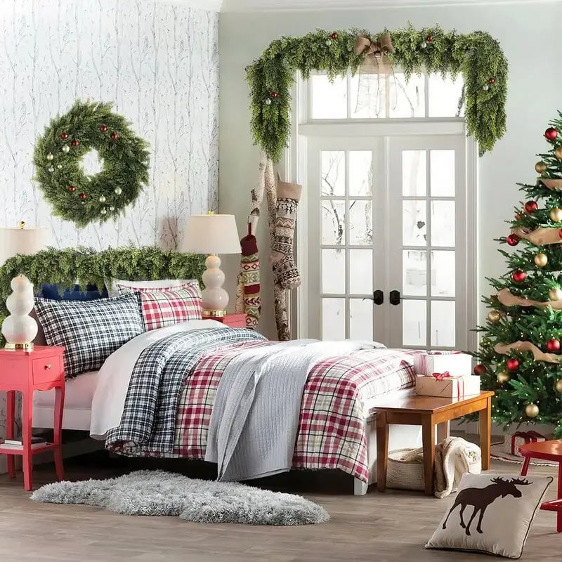 🎄Real Touch Artificial Cedar Garland | Lifelike Winter Pine Greenery for Christmas Mantle, Table & Wall Decor