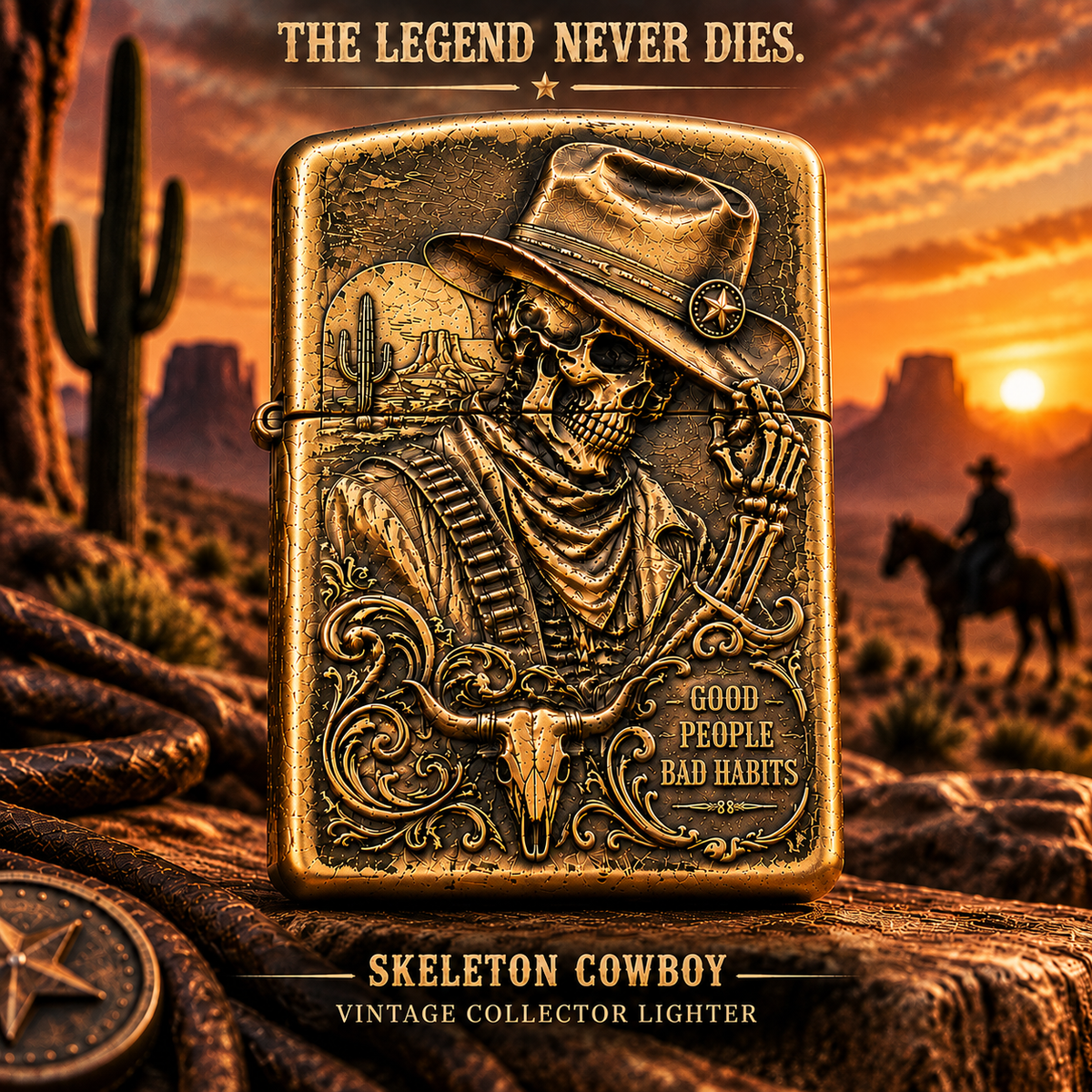 🔥LAST DAY 50% OFF - Skeleton Cowboy | Vintage Collector Lighter