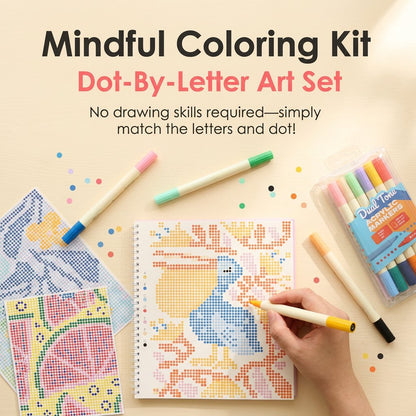 🎨📖Dot-By-Letter Mindful Coloring Kit - 🧠✨Stress Relief Dot Marker Art Set with 20 Hidden Scene(📦Buy 2 Free Shipping)