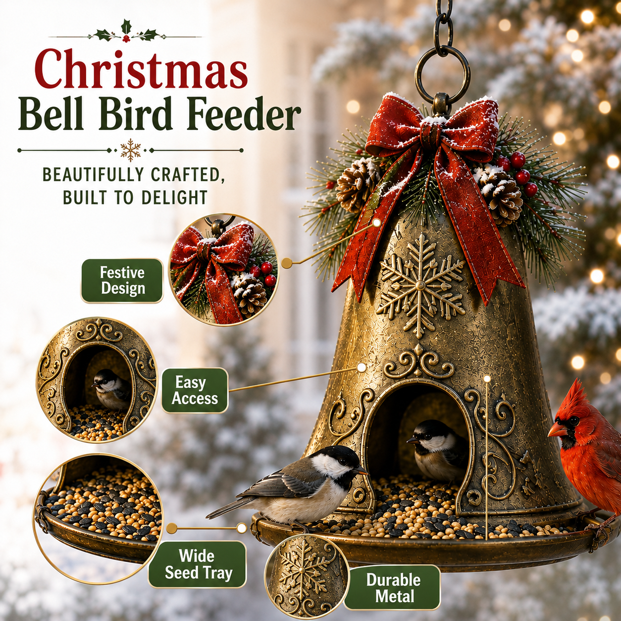 🎄 Christmas Bird Feeder Collection – Festive Hanging Garden Feeders for Wild Birds