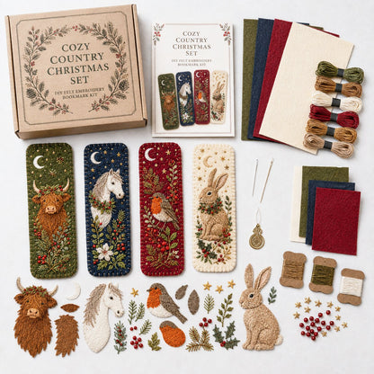 🎄 DIY Felt Embroidery Bookmark Kit