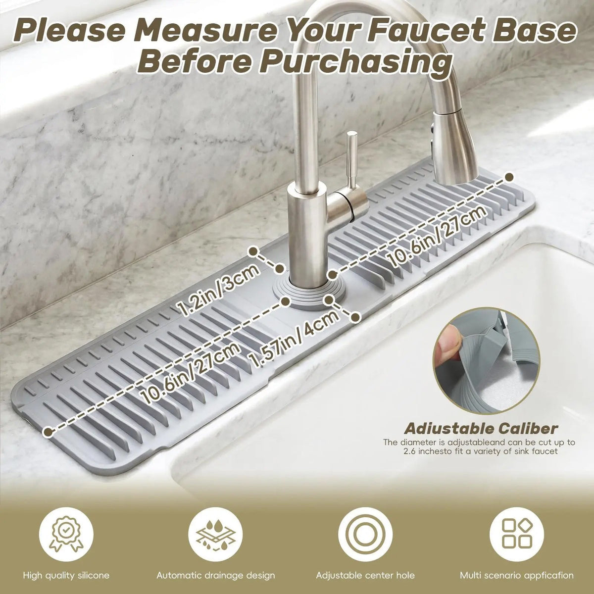 Adjustable Silicone Faucet Splash Guard Mat – Quick-Dry Sink Water Catcher for Kitchen & Bathroom