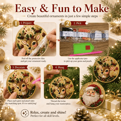 🔥Only $16.99 Last Day Promotion!🎄Christmas DIY Diamond Painting Ornaments Kit (6 PCS)🎅