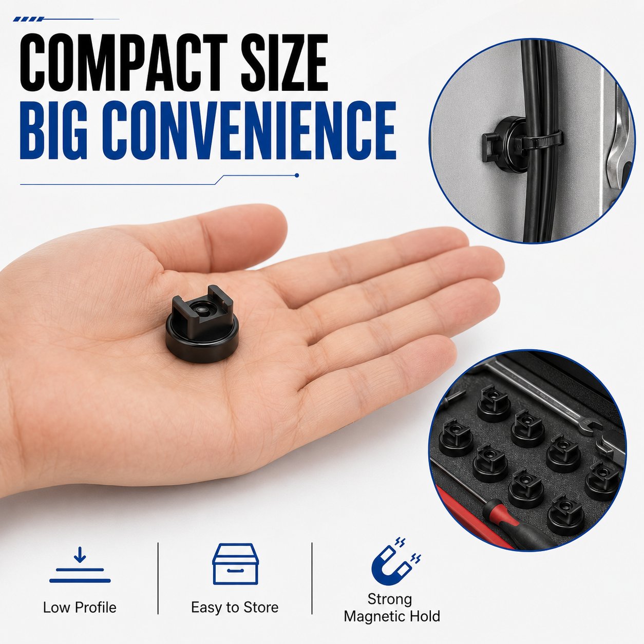 🔥HOT SALE🔥🧲 12 Pack Heavy Duty Magnetic Zip Tie Mounts for Cable Management