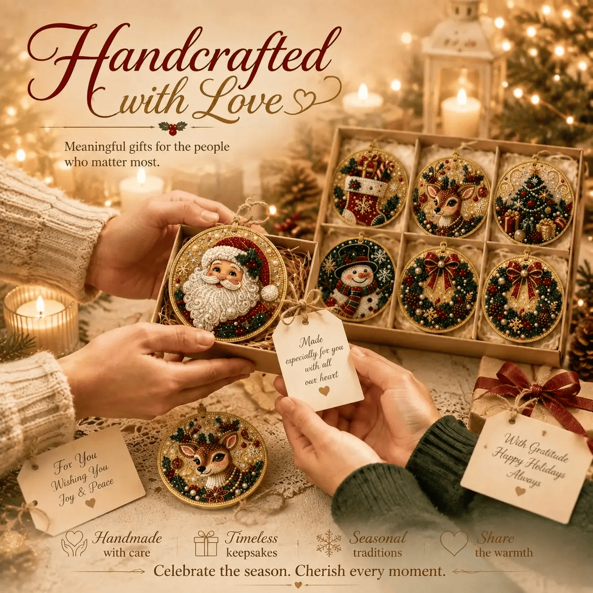🔥Only $16.99 Last Day Promotion!🎄Christmas DIY Diamond Painting Ornaments Kit (6 PCS)🎅