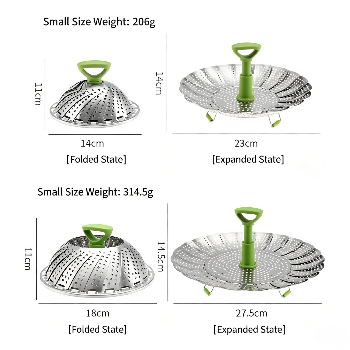 Vegetable Steamer Basket for Cooking Food,Folding Expandable Steaming Insert with Extendable Handle Fits Various Size Pot