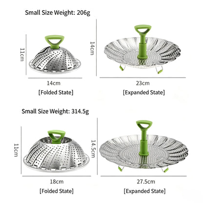 Vegetable Steamer Basket for Cooking Food,Folding Expandable Steaming Insert with Extendable Handle Fits Various Size Pot