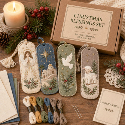 🎄 DIY Felt Embroidery Bookmark Kit