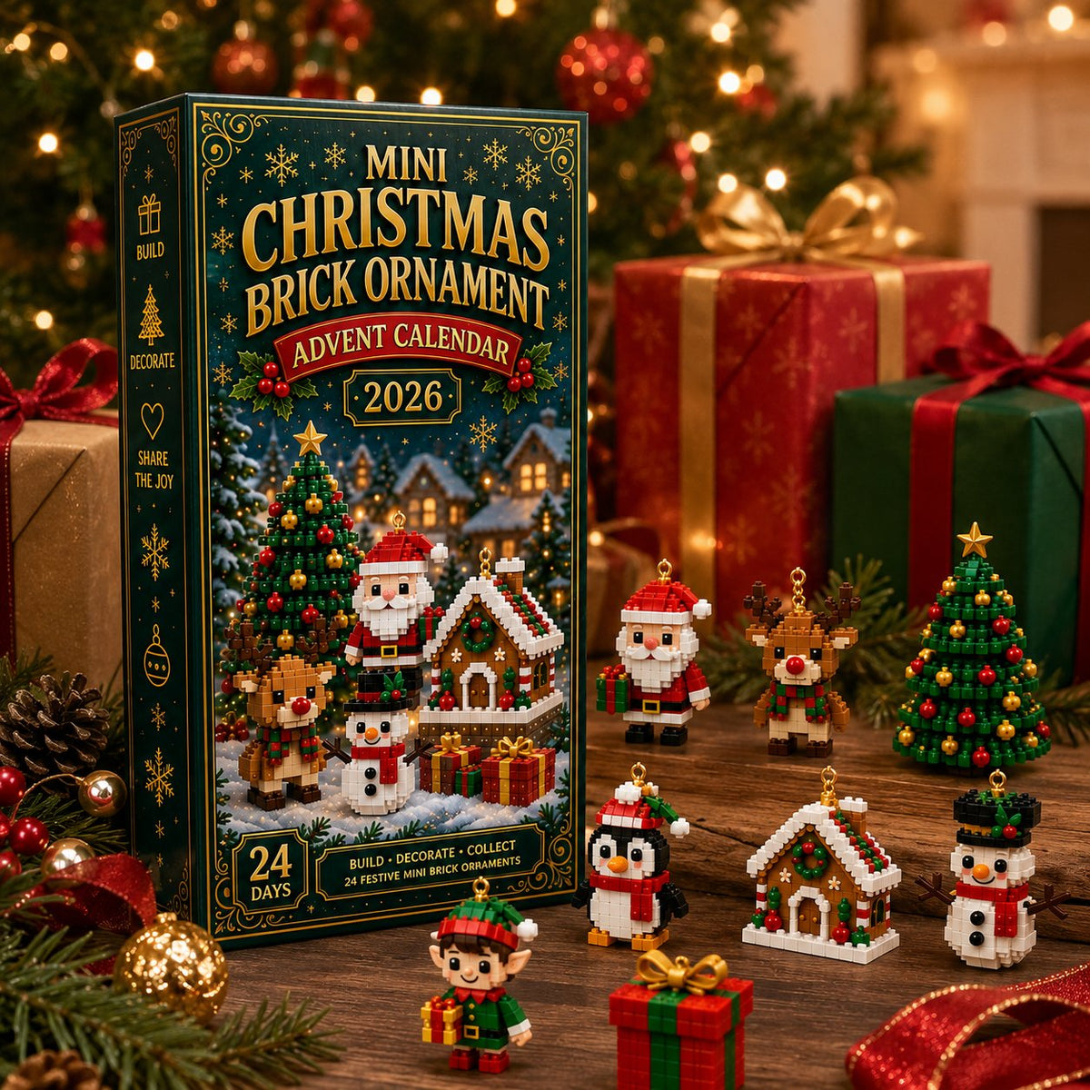⏳ Last day to save 50% – 🎄 24-Day 3D Mini Christmas Ornament Advent Calendar | 24 unique festive 3D buildable designs with hanging loops—perfect for decorating Christmas trees, wreaths, and holiday displays 🧱