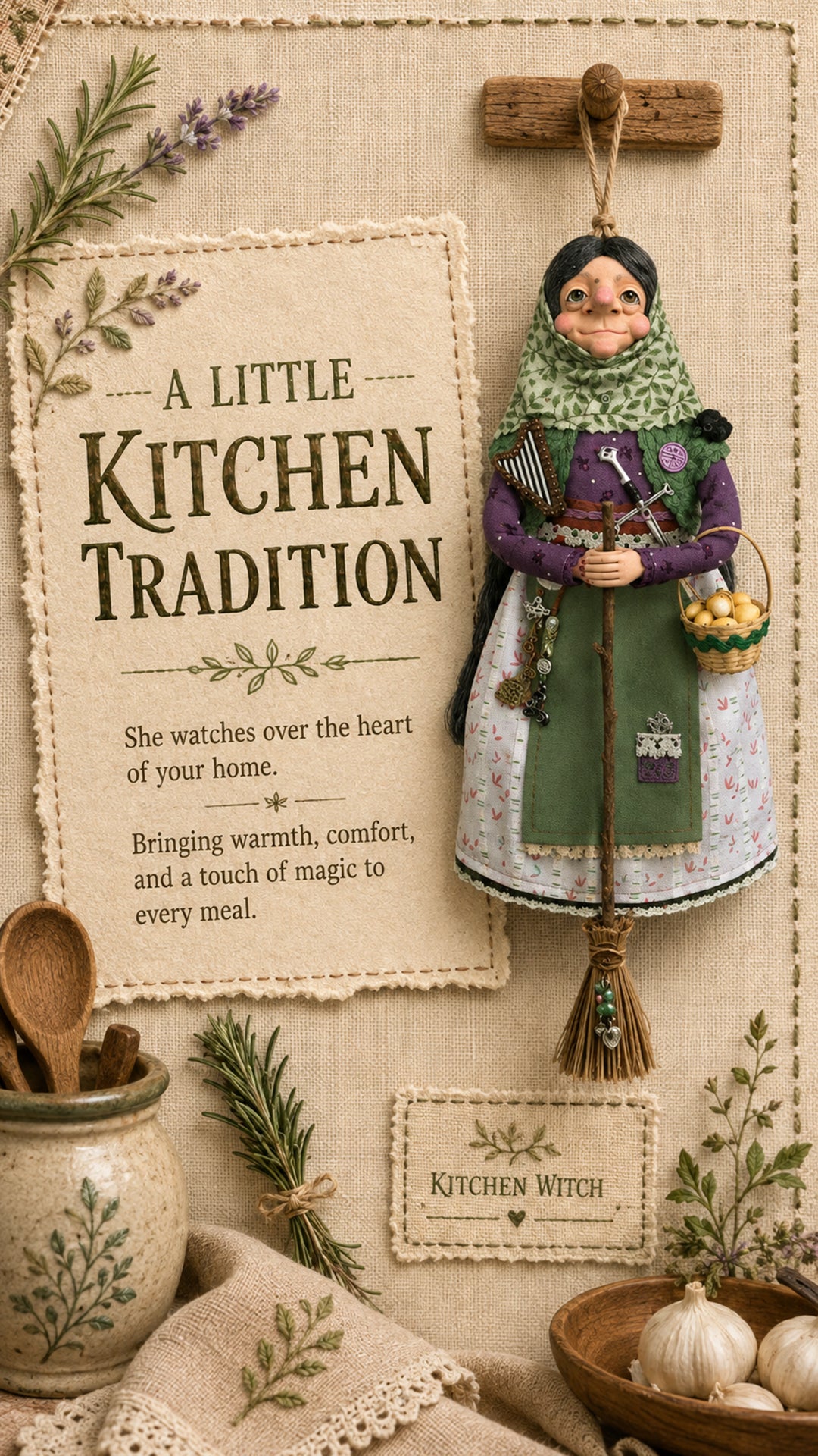 🧙‍♀️ Handmade Kitchen Witch for Good Luck