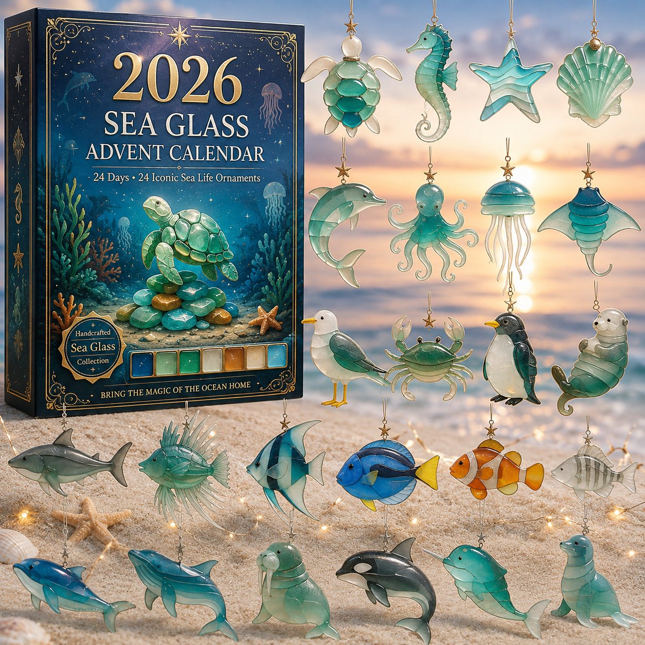 🔥Last Day 50% OFF - 🎁🐟2026 Sea Glass Marine Life Advent Calendar