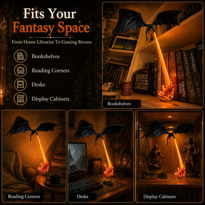 🔥Last Day 50% OFF - 🐉Light-Up Dragon Fire Bookshelf Lamp