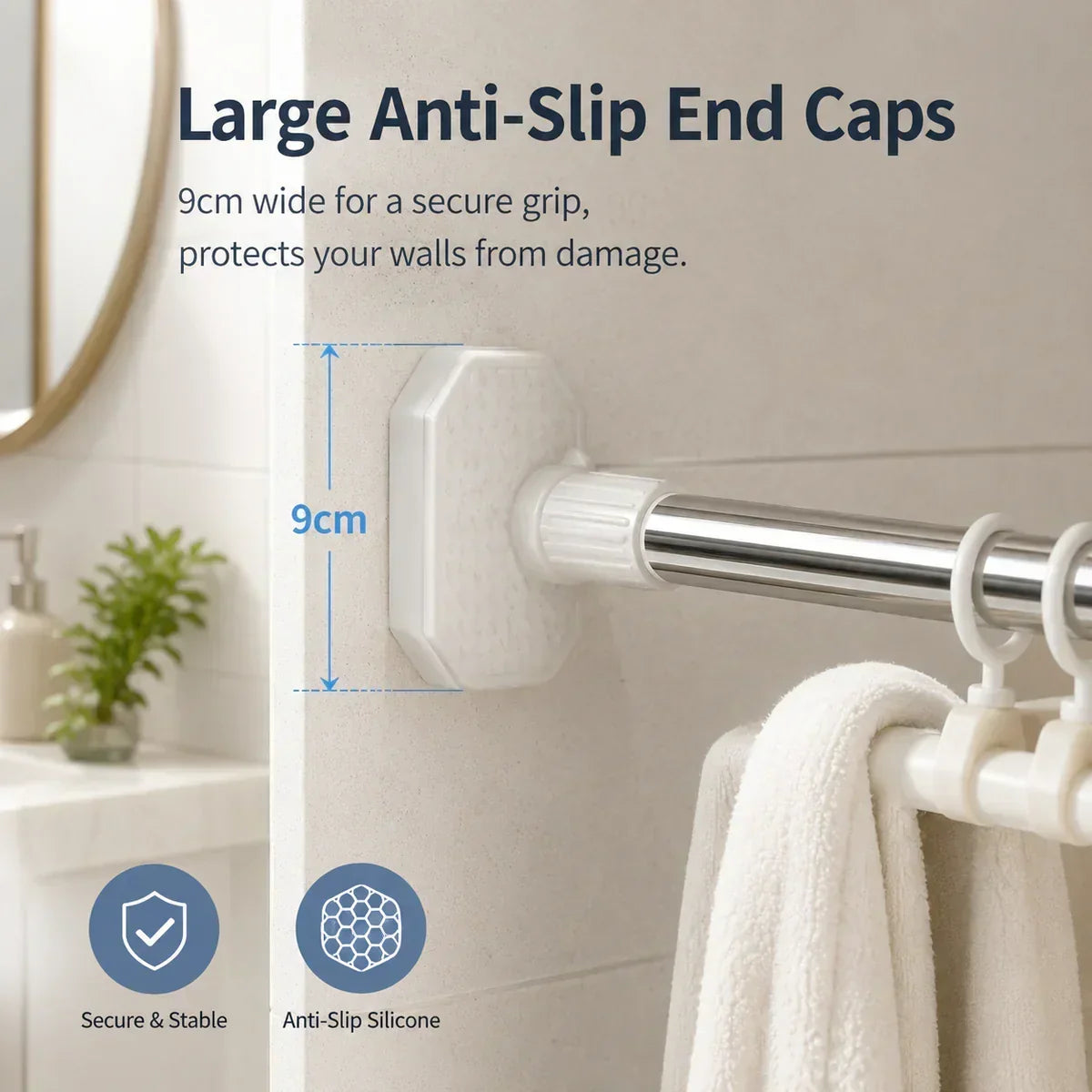 ✨Drill-Free Adjustable Tension Rod, No Damage Wall Mount