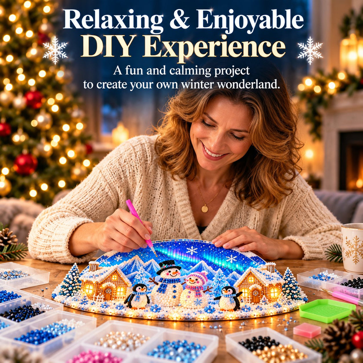 ❄️Beginner-Friendly DIY Winter Village Diamond Art Kit – Make Your Own Wonderland