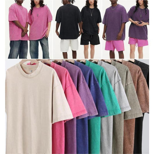 Oversized Tshirts for Men Gym Vintage Heavyweight T Shirts Cotton Workout Acid Wash Baggy Tees