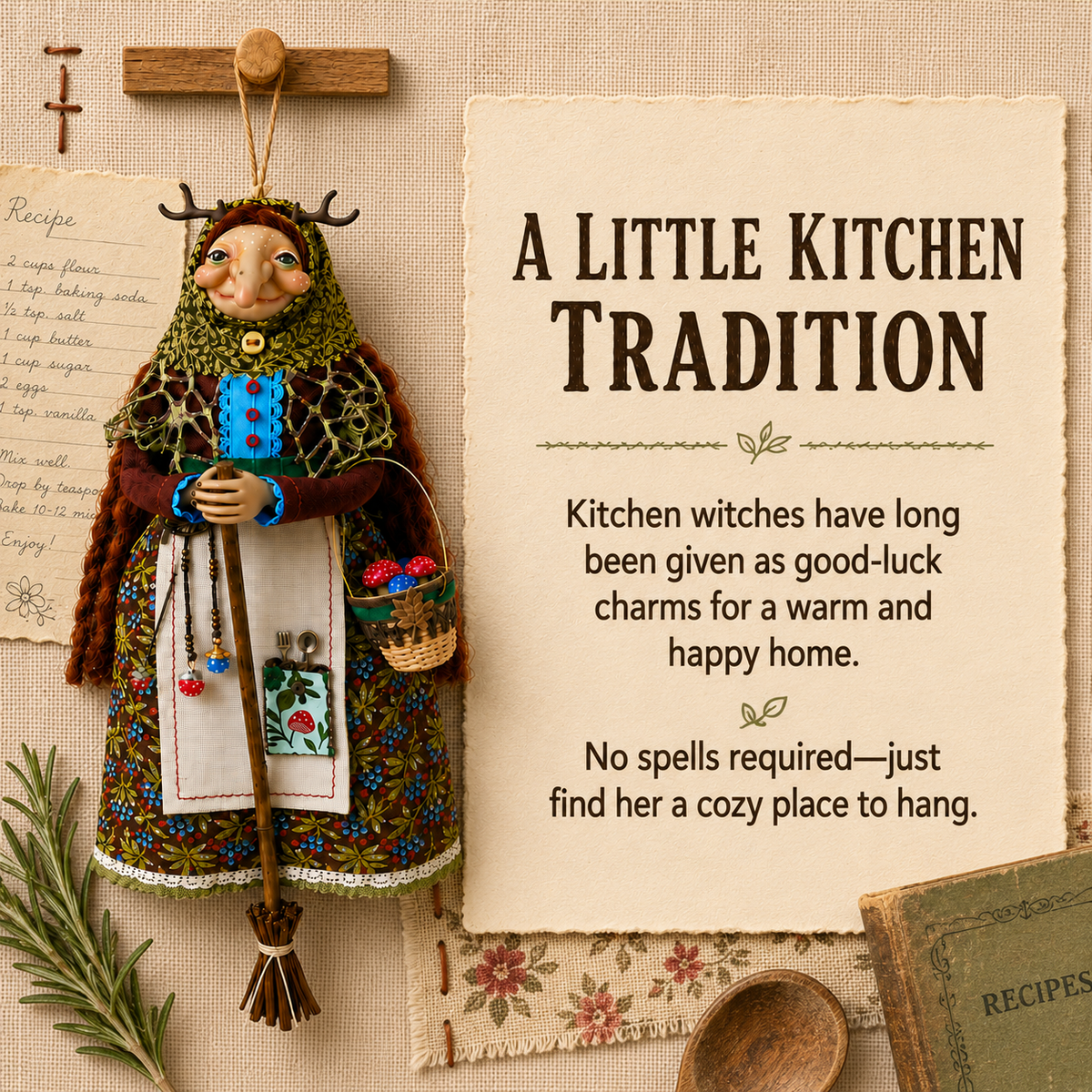 🧙‍♀️ Handmade Kitchen Witch for Good Luck