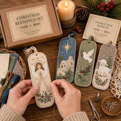🎄 DIY Felt Embroidery Bookmark Kit