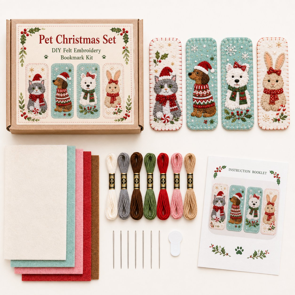 🎄 DIY Felt Embroidery Bookmark Kit