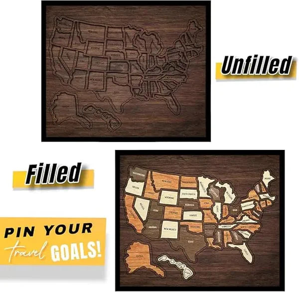 🔥LAST DAY 50% OFF - 🔥USA Wooden Travel Map Puzzle for Adventure Lovers 🔥