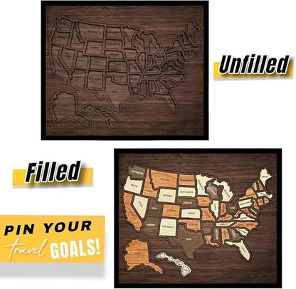 🔥LAST DAY 50% OFF - 🔥USA Wooden Travel Map Puzzle for Adventure Lovers 🔥