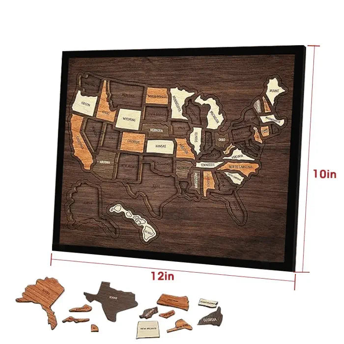 🔥LAST DAY 50% OFF - 🔥USA Wooden Travel Map Puzzle for Adventure Lovers 🔥