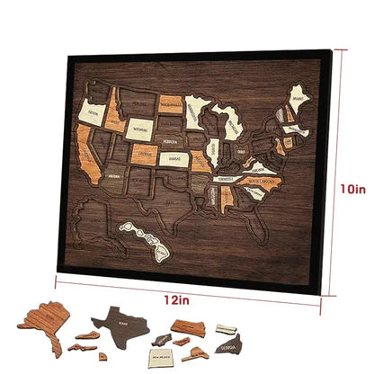 🔥LAST DAY 50% OFF - 🔥USA Wooden Travel Map Puzzle for Adventure Lovers 🔥