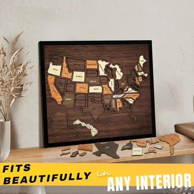 🔥LAST DAY 50% OFF - 🔥USA Wooden Travel Map Puzzle for Adventure Lovers 🔥