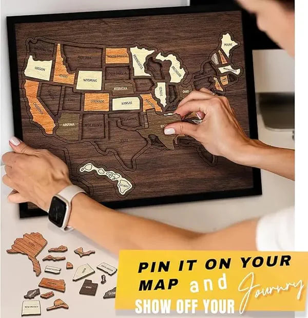 🔥LAST DAY 50% OFF - 🔥USA Wooden Travel Map Puzzle for Adventure Lovers 🔥