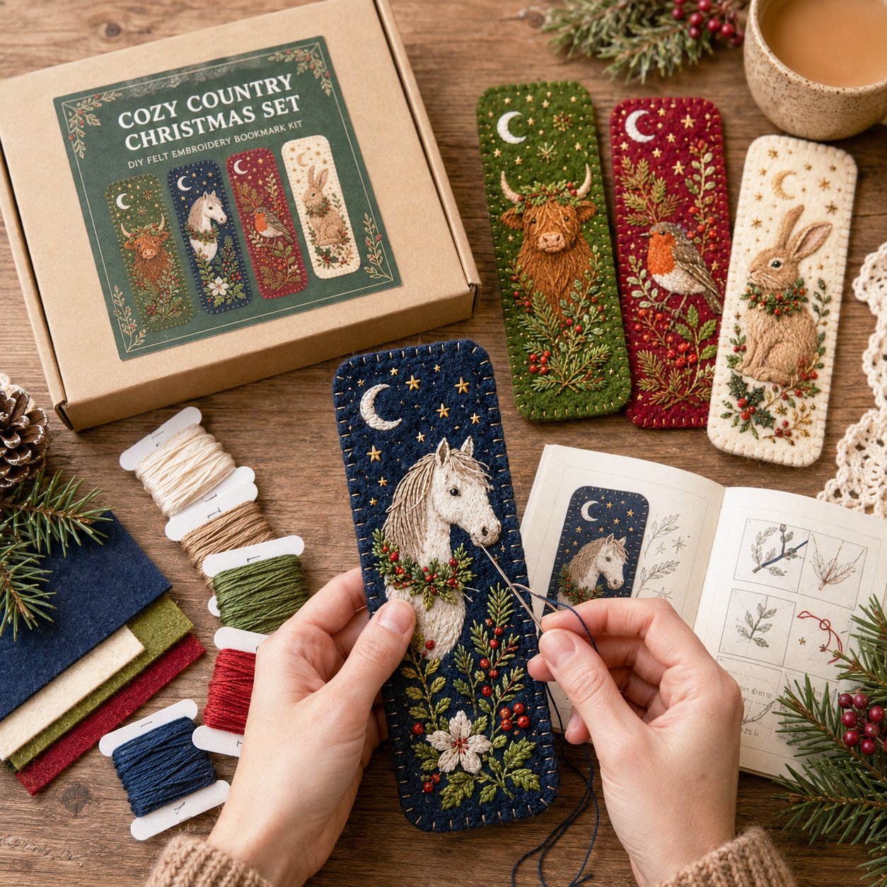 🎄 DIY Felt Embroidery Bookmark Kit