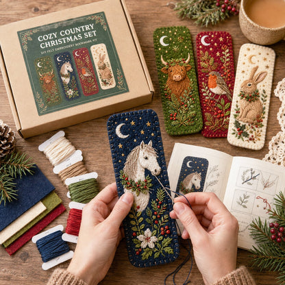 🎄 DIY Felt Embroidery Bookmark Kit