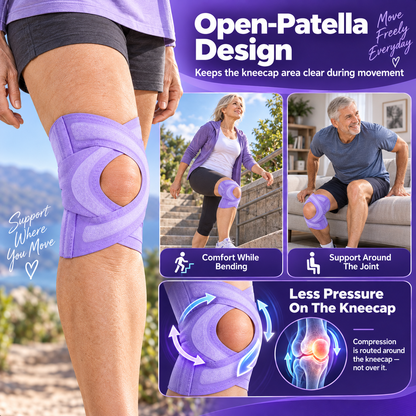 Open-Patella Adjustable Knee Support Wrap