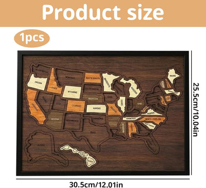 🔥LAST DAY 50% OFF - 🔥USA Wooden Travel Map Puzzle for Adventure Lovers 🔥