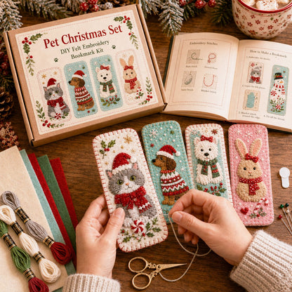 🎄 DIY Felt Embroidery Bookmark Kit
