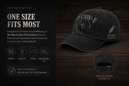 F-CAW-F Midnight Edition Raven Cap – Vintage Washed Embroidered Crow Hat