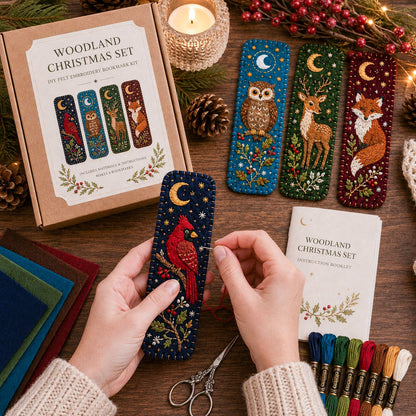 🎄 DIY Felt Embroidery Bookmark Kit
