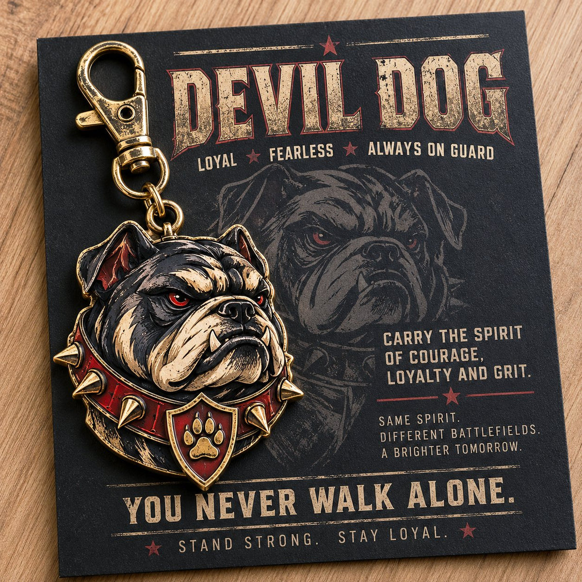 🐶 Devil Dog Guardian Metal Keepsake Keychain