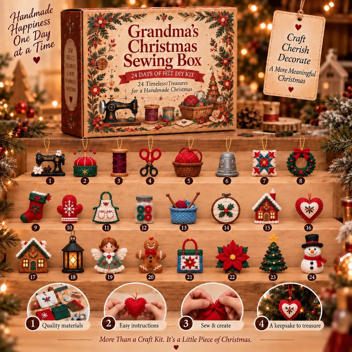 🎄 24 Days of Handmade Christmas — Felt Ornament Sewing Kit