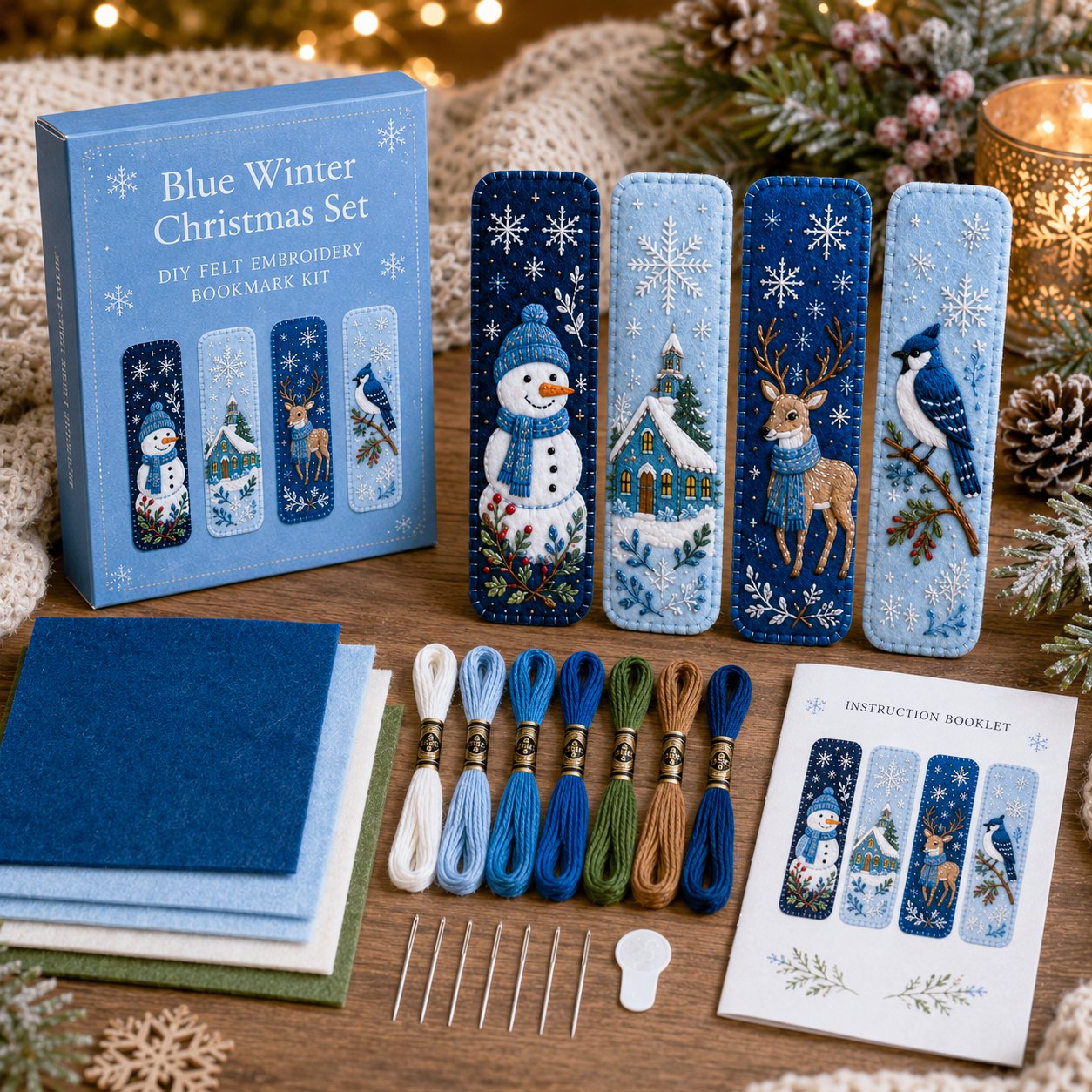 🎄 DIY Felt Embroidery Bookmark Kit