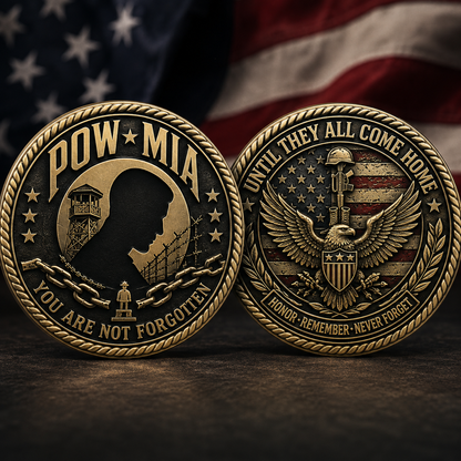 POW MIA Honor Tribute 3D Challenge Coin