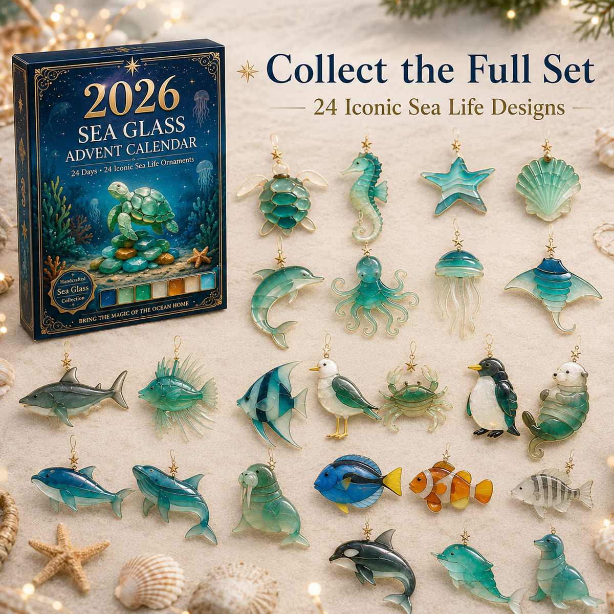 🔥Last Day 50% OFF - 🎁🐟2026 Sea Glass Marine Life Advent Calendar