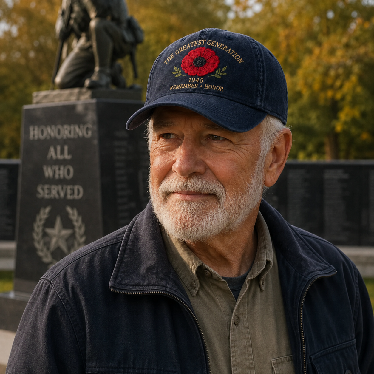 🎁 The Greatest Generation 1945 Memorial Poppy Cap – Remember & Honor
