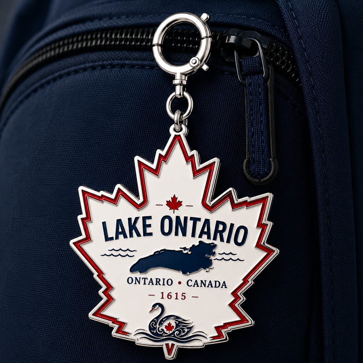 🍁 Lake Ontario Maple Leaf Keychain – Canada Souvenir Bag Charm