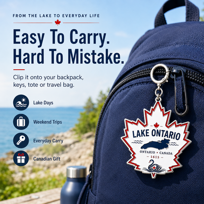 🍁 Lake Ontario Maple Leaf Keychain – Canada Souvenir Bag Charm