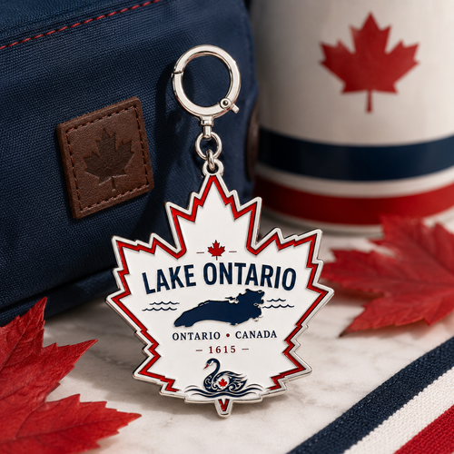 🍁 Lake Ontario Maple Leaf Keychain – Canada Souvenir Bag Charm