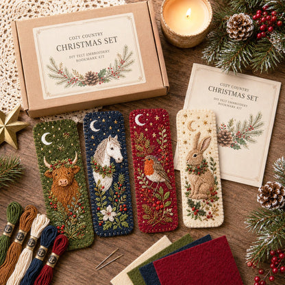 🎄 DIY Felt Embroidery Bookmark Kit